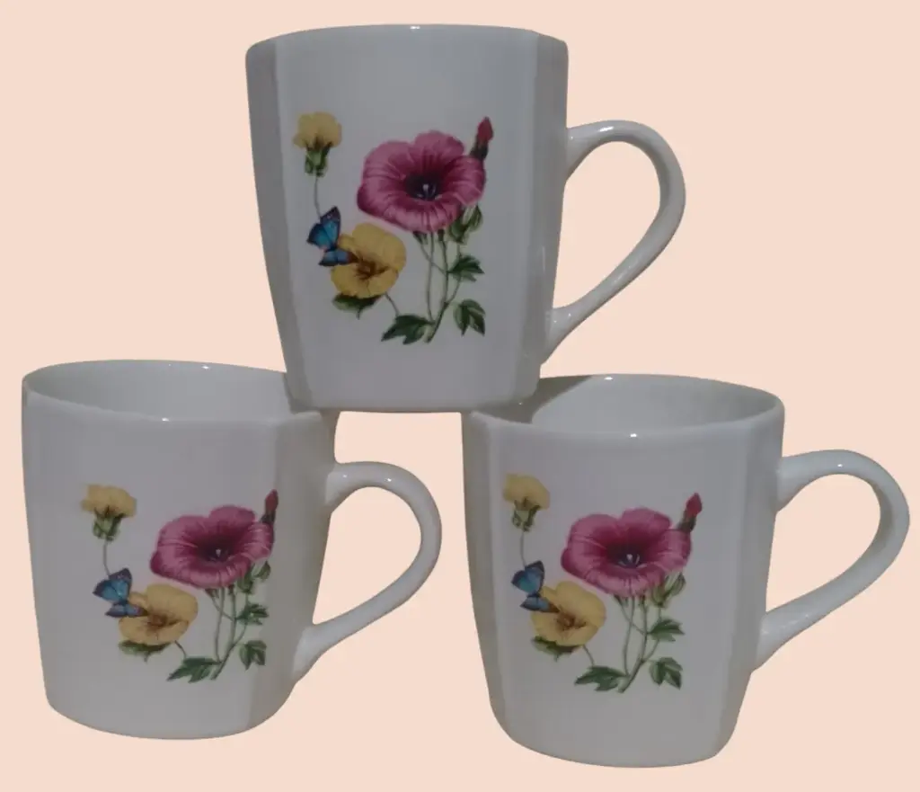 ✅Bone China Tea Cups print 6 pcs 220 ml