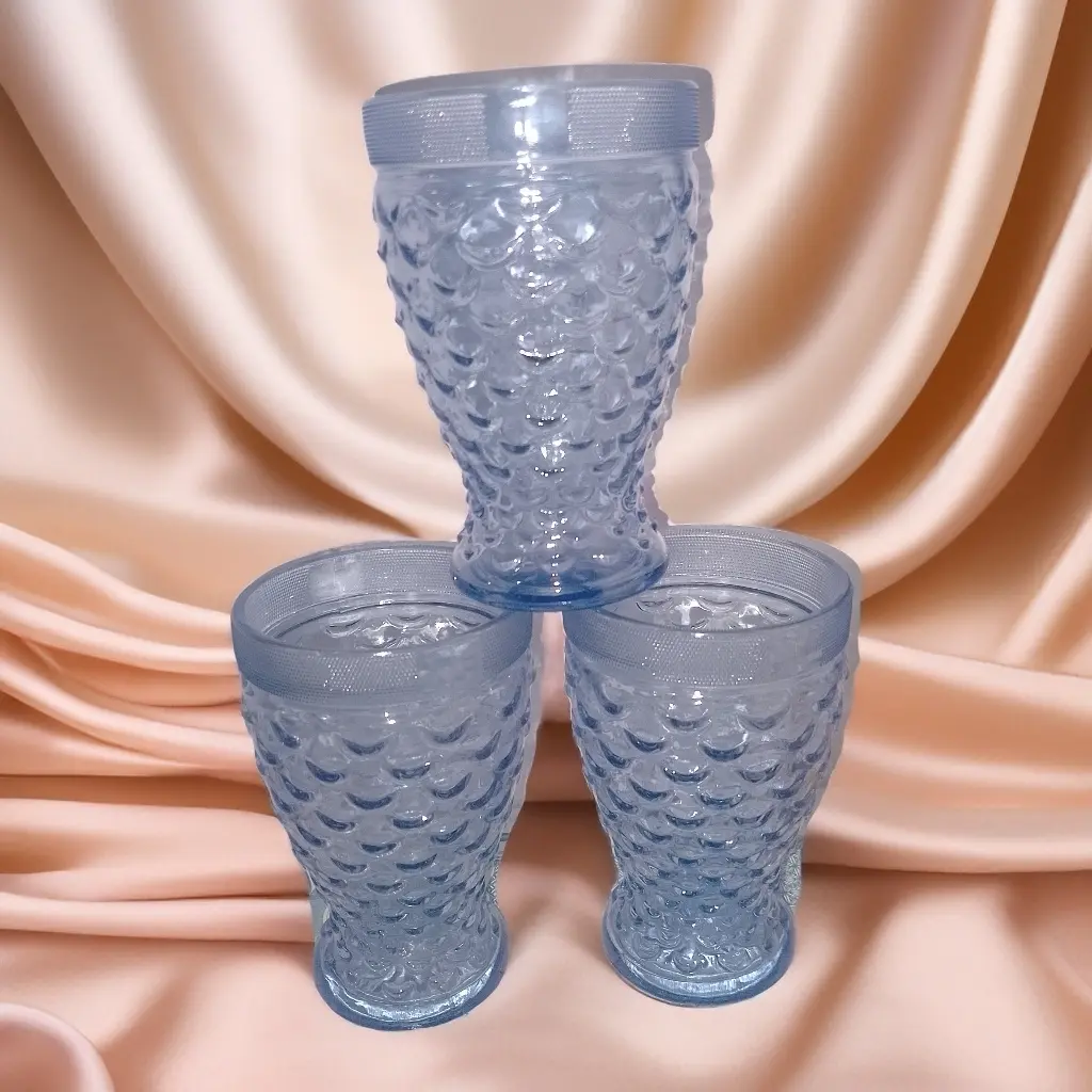 ✅Ghani Glassware Fish Desning color Blue 6 piece 330 ML