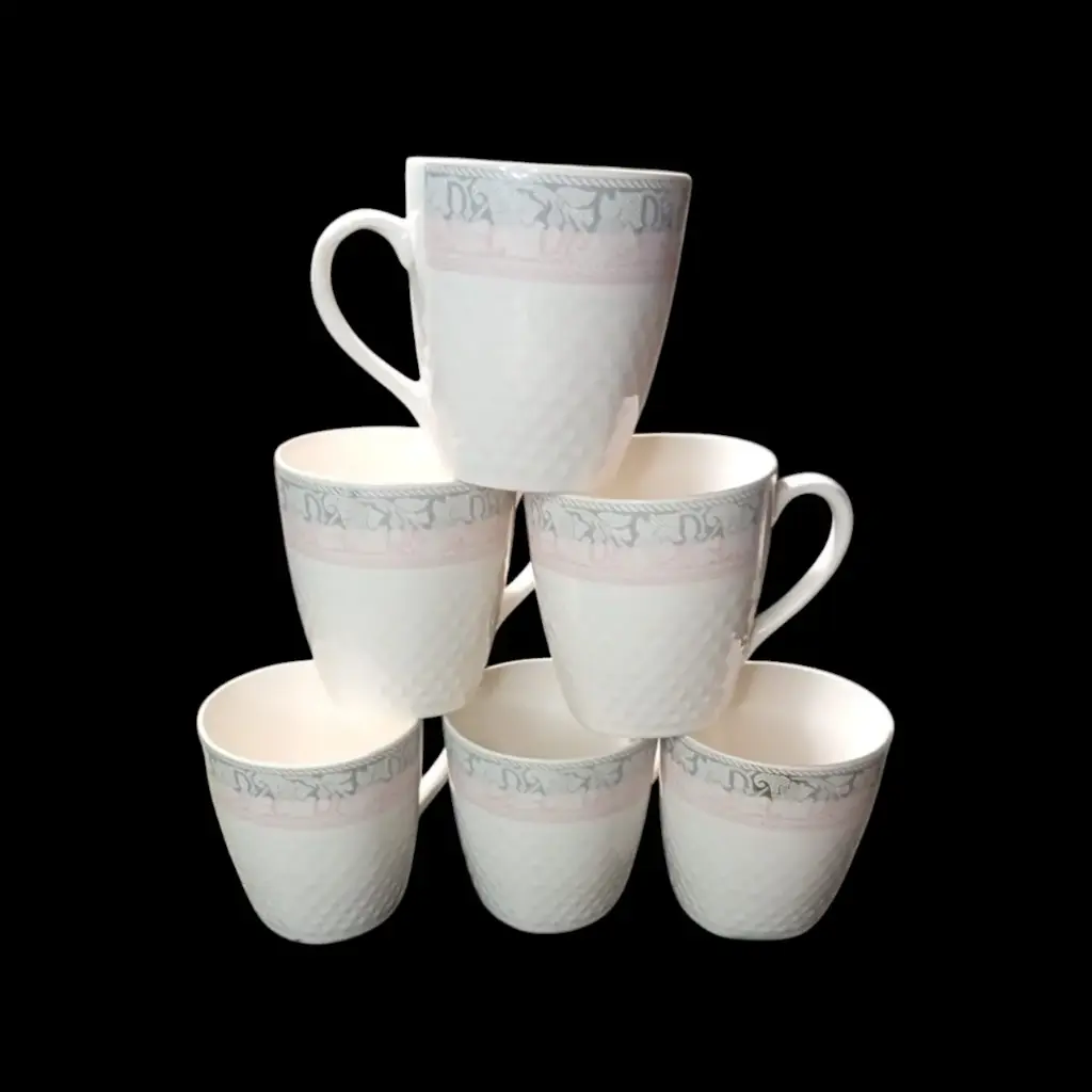 ✅Bone China Tea Cups broder print 6 piece 220 ML