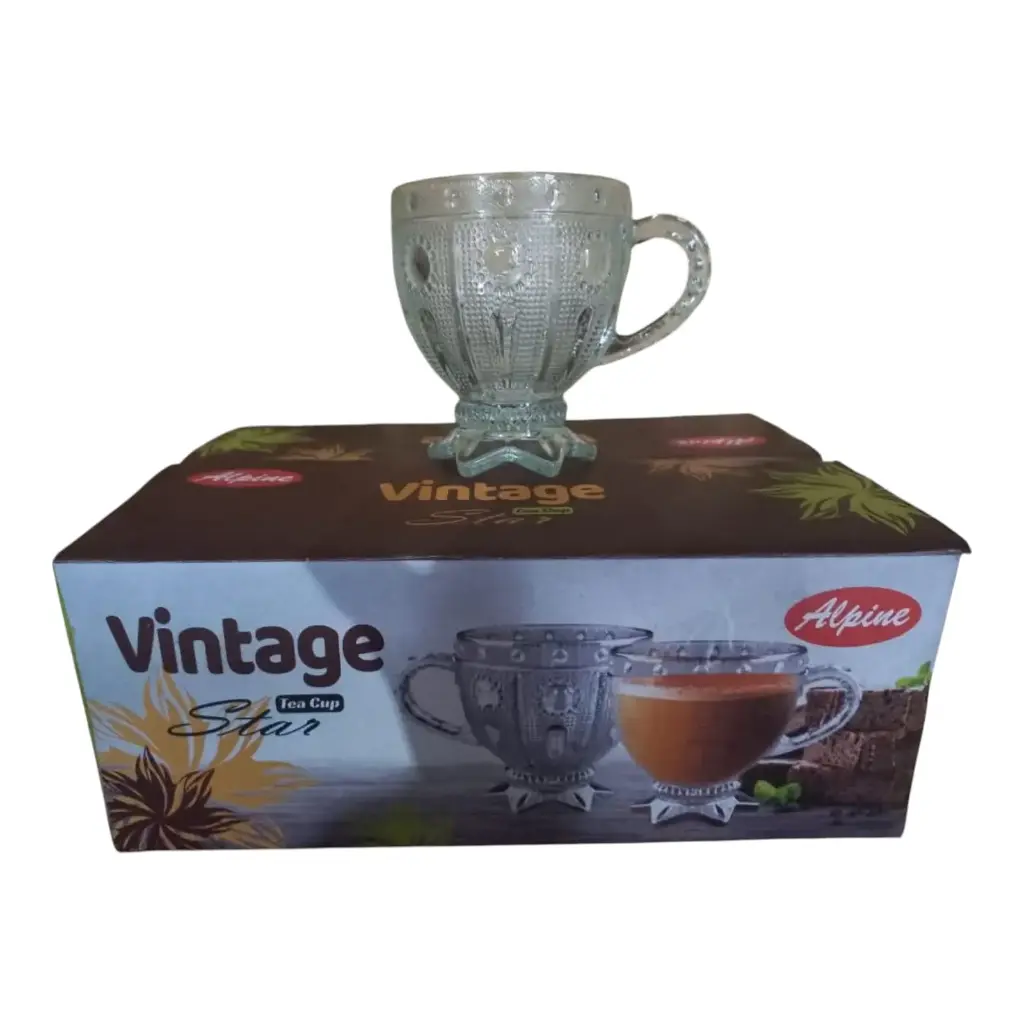 Vintage Tea Cup Star Glassware 06 Pcs 240 ML