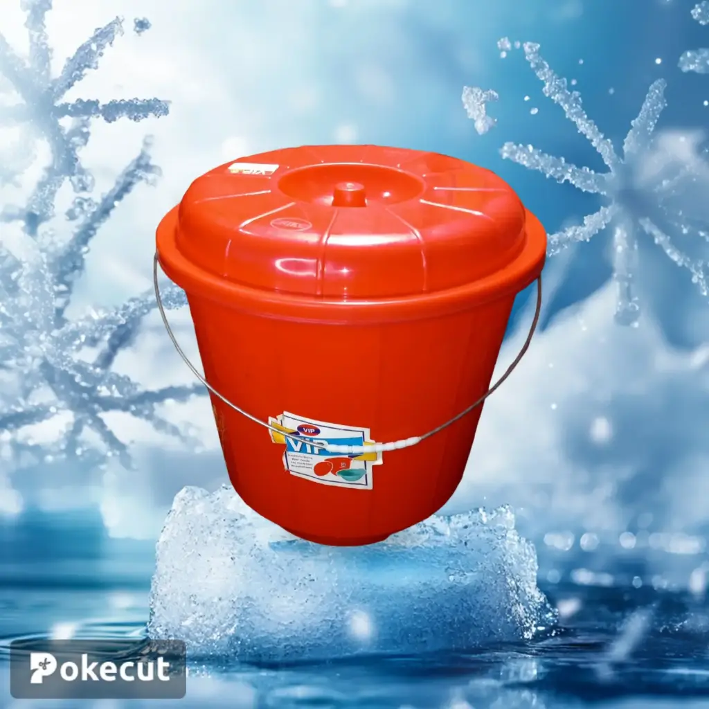 09 Ltr Vip Red Plastic Bucket with lid & Metal Handle