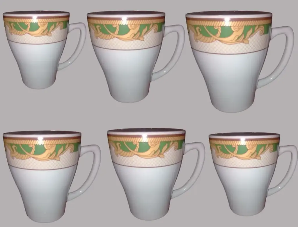 ✅New Designing Ceramic Coffee Mug print border 6 pcs 240 ML DEEN China