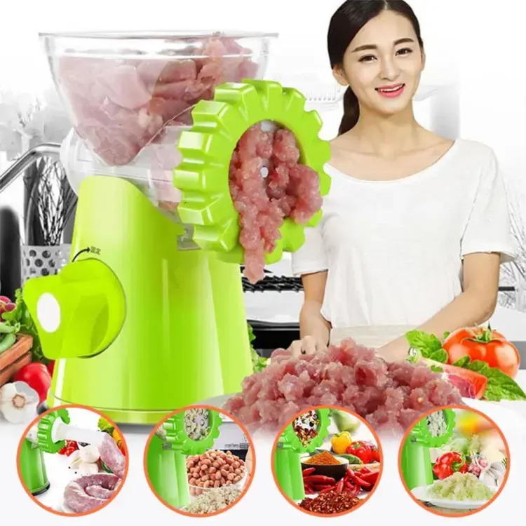 ✅Green Mincer and past maker grinder with hand chopper color green & white made in USA