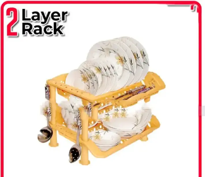 ✅2 Layer Super plate Rack For Kitchen Utensils Dish Drying Rack -- BPA Free Premium Plastic 2 Layer Plate Rack -- Plastic Dish Drainer Daily Use