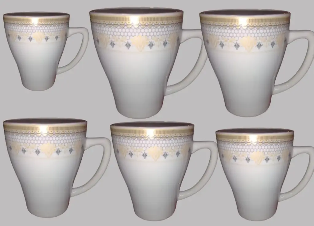 ✅New Designing Ceramic Coffee Mug Cups print border 6 piece 240 ML DEEN China
