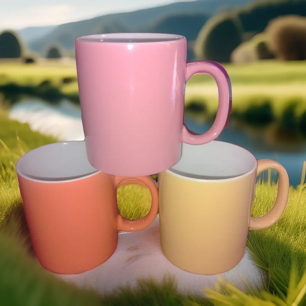 ✅Ceramic Coffee Mug Cups 6 pcs 240 ML 3 color ( Pink / Orange / Yellow )