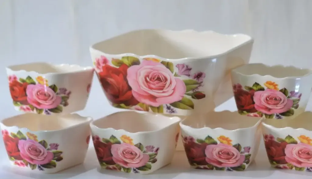 ✅ Plastic Bowl set 7pcs Double Glazed Melamine 100% Original Pack of Desert Bowl Soup Bowl Imported Quality Ceramine Lunch and Dinner 1 Big Bowl 6 Small Bowl