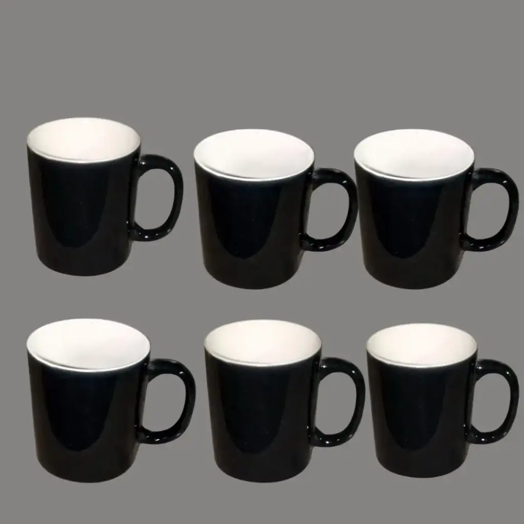 ✅Ceramic Tea Cups Black 6 pcs 220 ML China