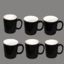 ✅Ceramic Tea Cups Black 6 pcs 220 ML China
