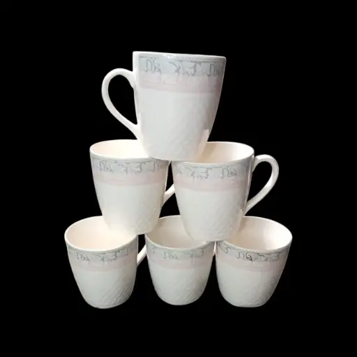 ✅Bone China Tea Cups broder print 6 piece 220 ML