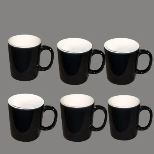 ✅Ceramic Tea Cups Black 6 pcs 220 ML China
