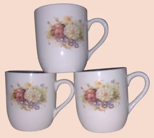 ✅Bone China Tea Cups print 6 pcs 220 ml